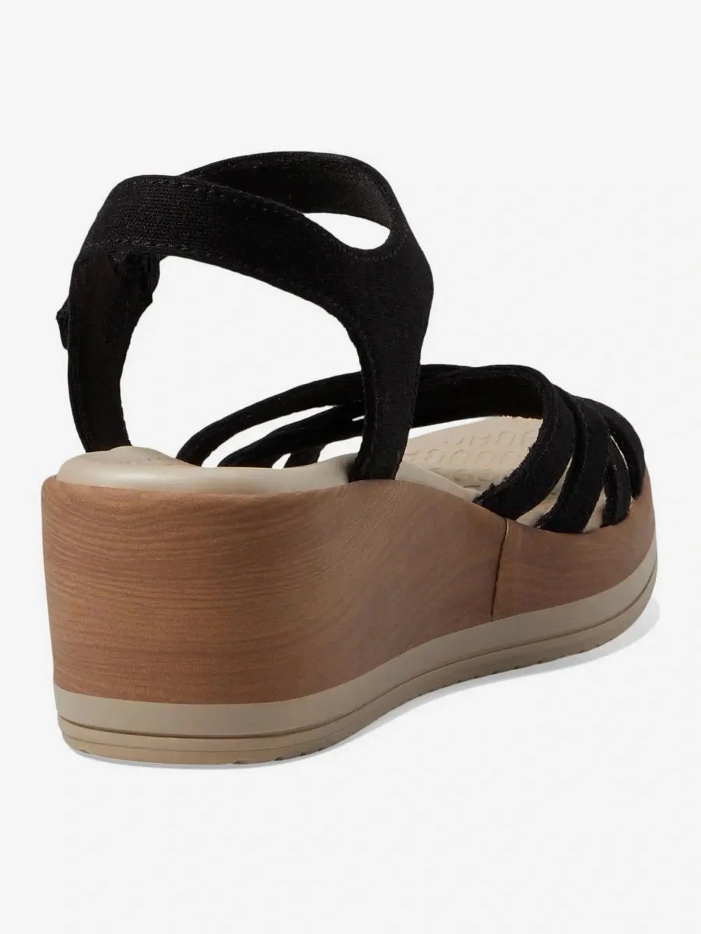 Bzees Women’s Black Strappy Wedge Comfort Sandals Size 8.5W $35